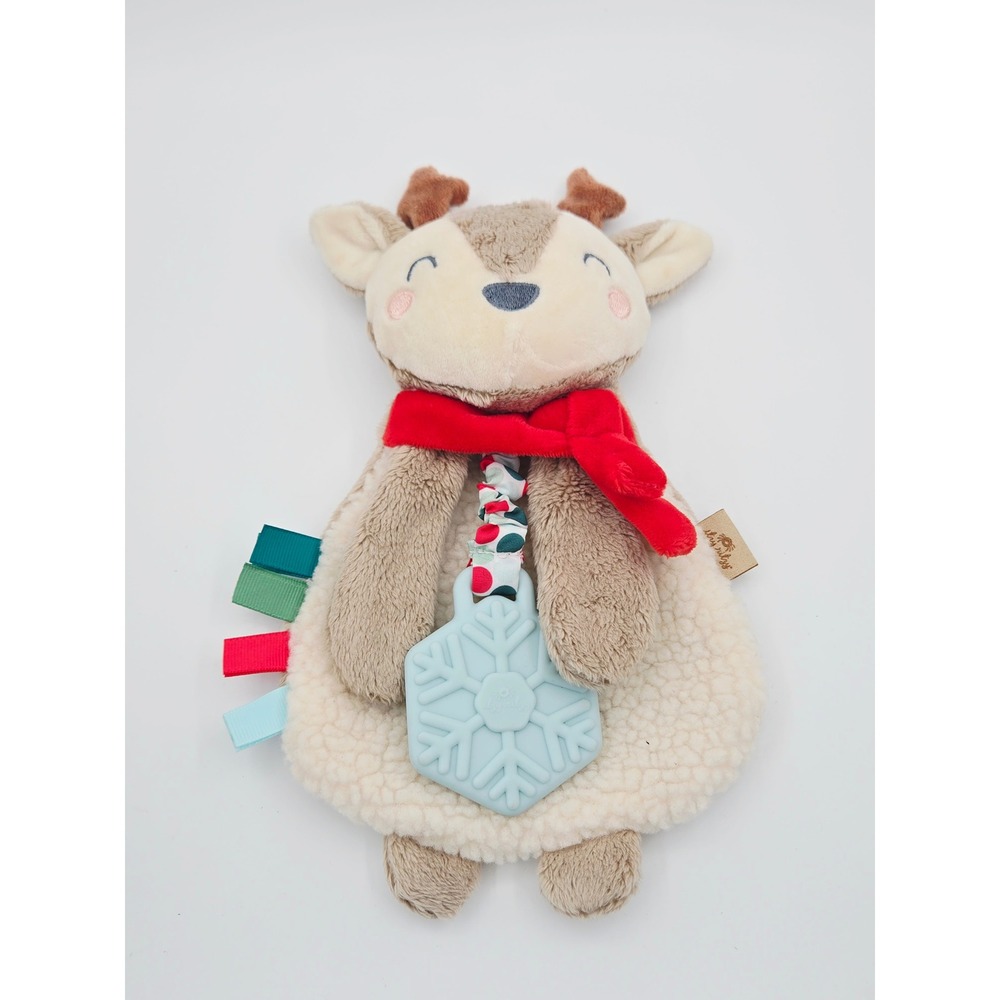 Itzy Ritzy Ritzy Pal Reindeer Plush Lovey Baby Teether Toy Snowflake Brown Red